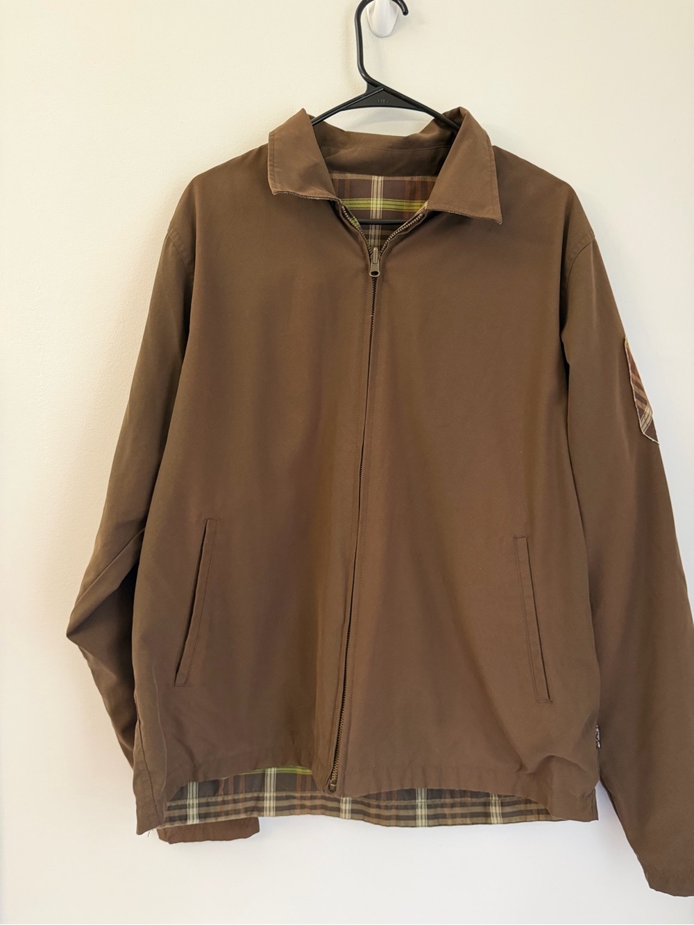 Y2K Rusty Reversible Jacket Mens Large Brown Plaid Full Zip Skate Surf Casual